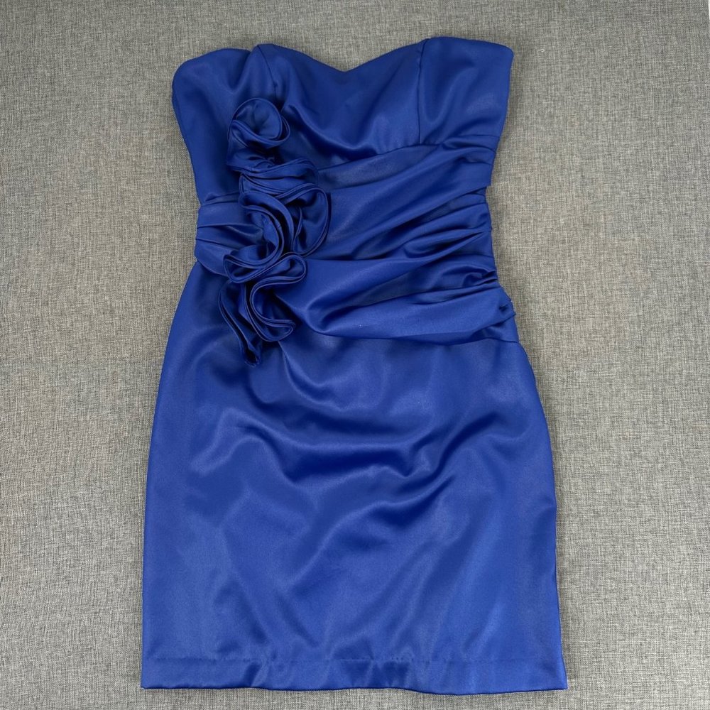 DUSK Collection By Sheila Yen Evening Dress Royal Blue Sz 8 Ruched Strapless‎